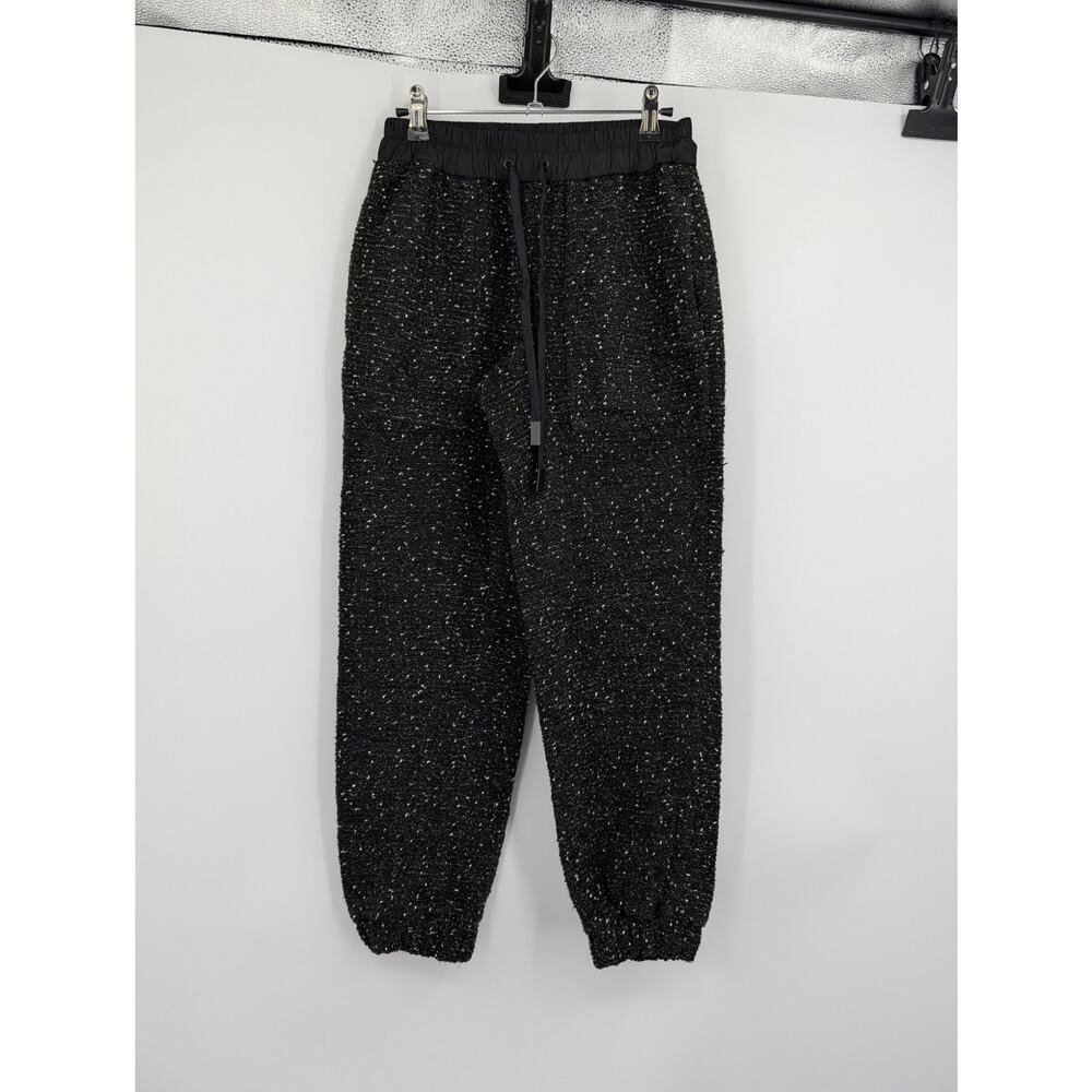 Zara Black and White Tweed Joggers Comfort Grunge Lounge Everyday XS Baggy